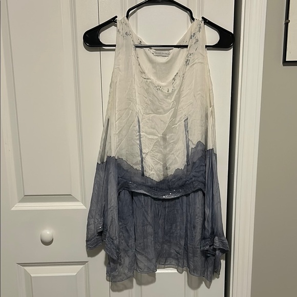 Made in Italy Hand Dyed Sleeveless Silk Blouse Lightweight With Sequins - Picture 1 of 7